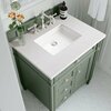 James Martin Vanities Brittany 30in Single Vanity, Smokey Celadon w/ 3 CM White Zeus Top 650-V30-SC-3WZ